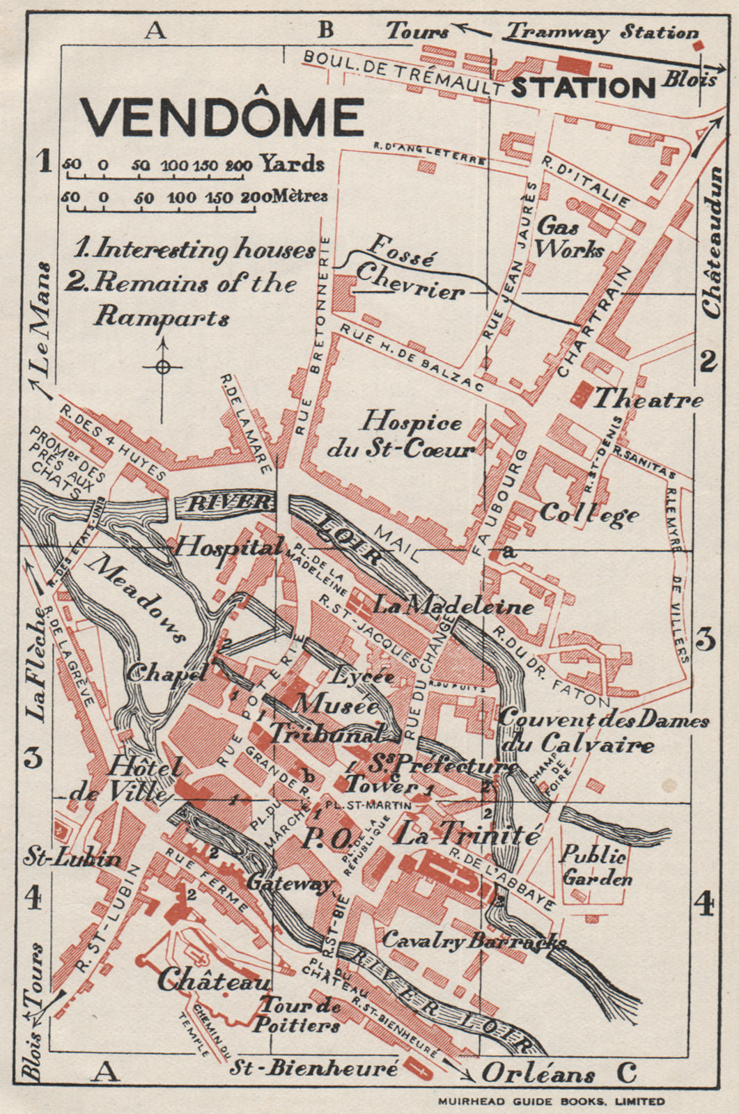 VENDÔME VENDÔME. Vintage town city map plan. Loir-et-Cher 1926 old vintage